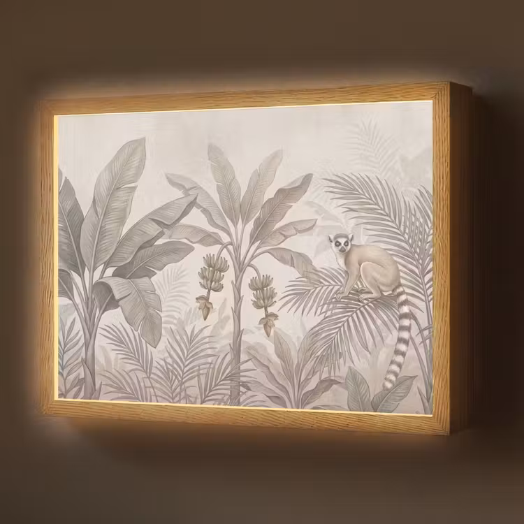 Lightbox - Wandlamp - Natuur - Jungle - Ringstaartmaki - Bruin — 1