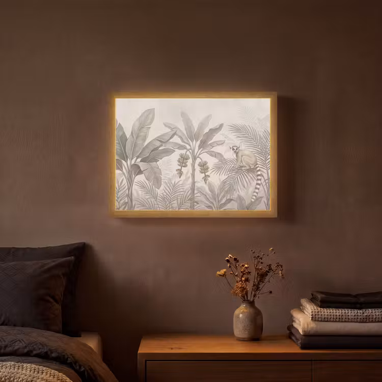 Lightbox - Wandlamp - Natuur - Jungle - Ringstaartmaki - Bruin — 3