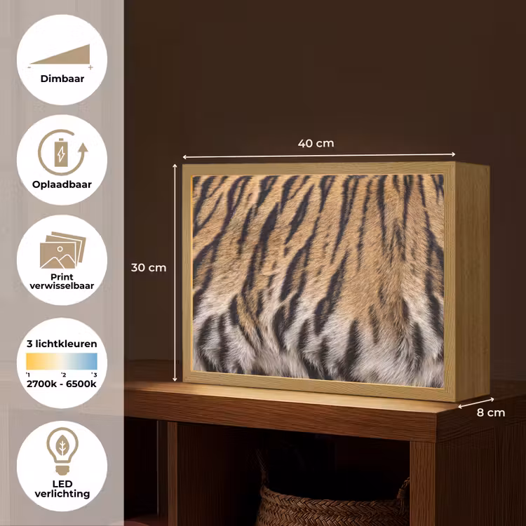 Lightbox - Wandlamp - Tijgervacht - Klassiek - Zwart — 10