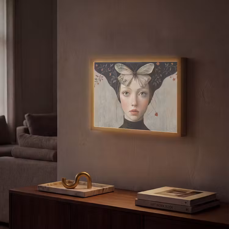 Lightbox - Wandlamp - Woman - Butterfly - Art - Classic - Muted — 2