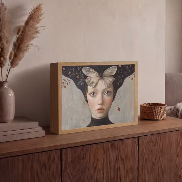 Lightbox - Wandlamp - Woman - Butterfly - Art - Classic - Muted — 4