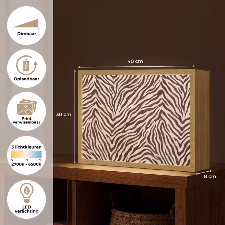 Lightbox - Wandlamp - Zebra - Strepen - Bruin — 10