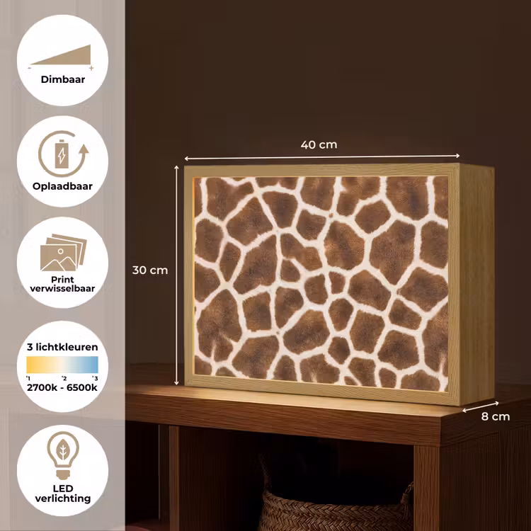 Lightbox - Wandlamp - Giraf - Vacht - Klassiek - Bruin — 10