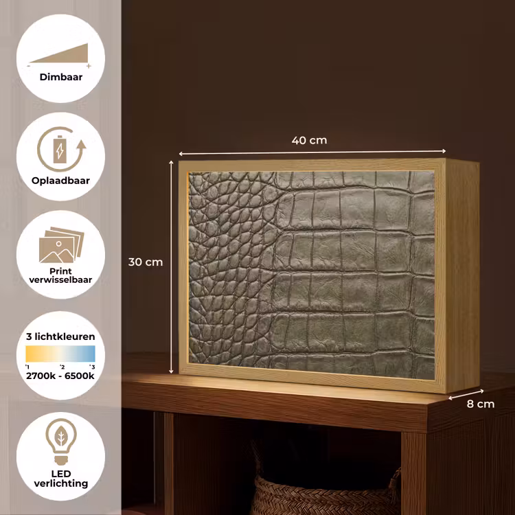 Lightbox - Wandlamp - Krokodillenleer - Structuur - Groen — 10