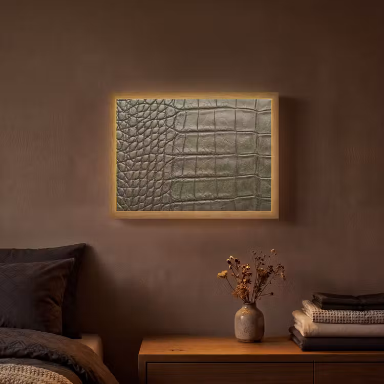 Lightbox - Wandlamp - Krokodillenleer - Structuur - Groen — 3