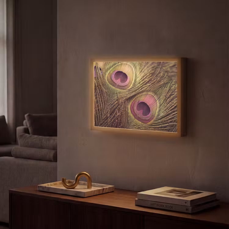 Lightbox - Wandlamp - Pauw - Veren - Paars - Groen — 2