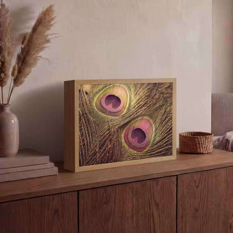 Lightbox - Wandlamp - Pauw - Veren - Paars - Groen — 4