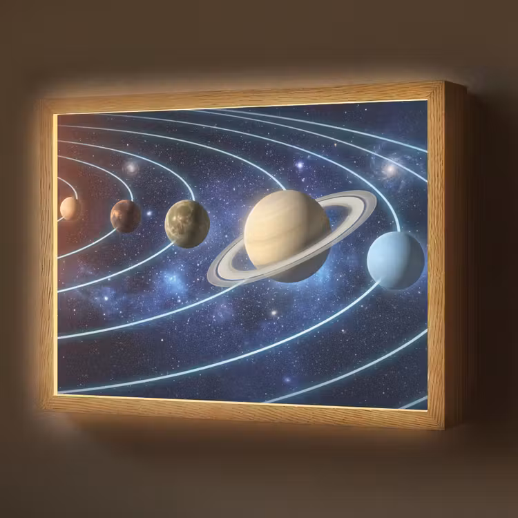 Lightbox - Wandlamp - Ruimte - Zonnestelsel - Blauw — 1
