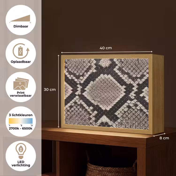 Lightbox - Wandlamp - Slangenleer - Patroon - Beige — 10