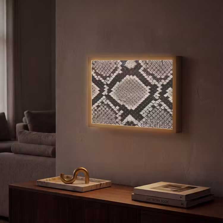 Lightbox - Wandlamp - Slangenleer - Patroon - Beige — 2