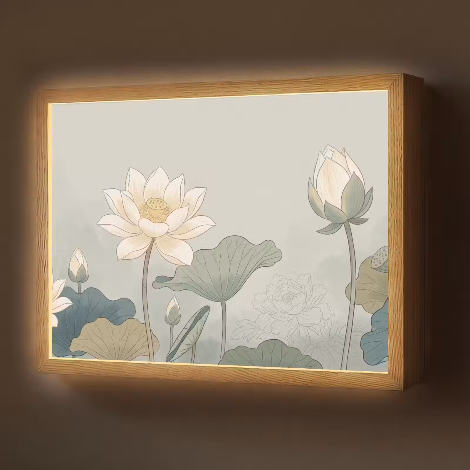 Lightbox - Wandlamp - Lotus - Bloemen - Groen — 1