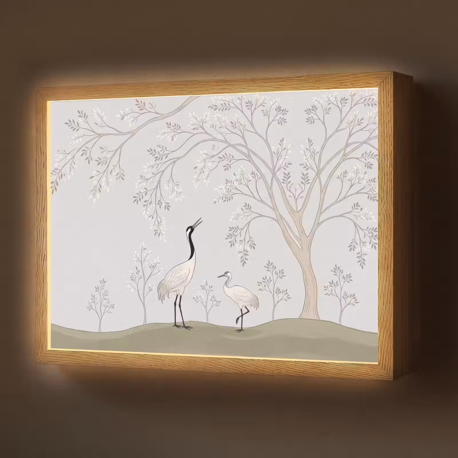 Lightbox - Wandlamp - Minimalistisch - Kraanvogels - Blauw — 1