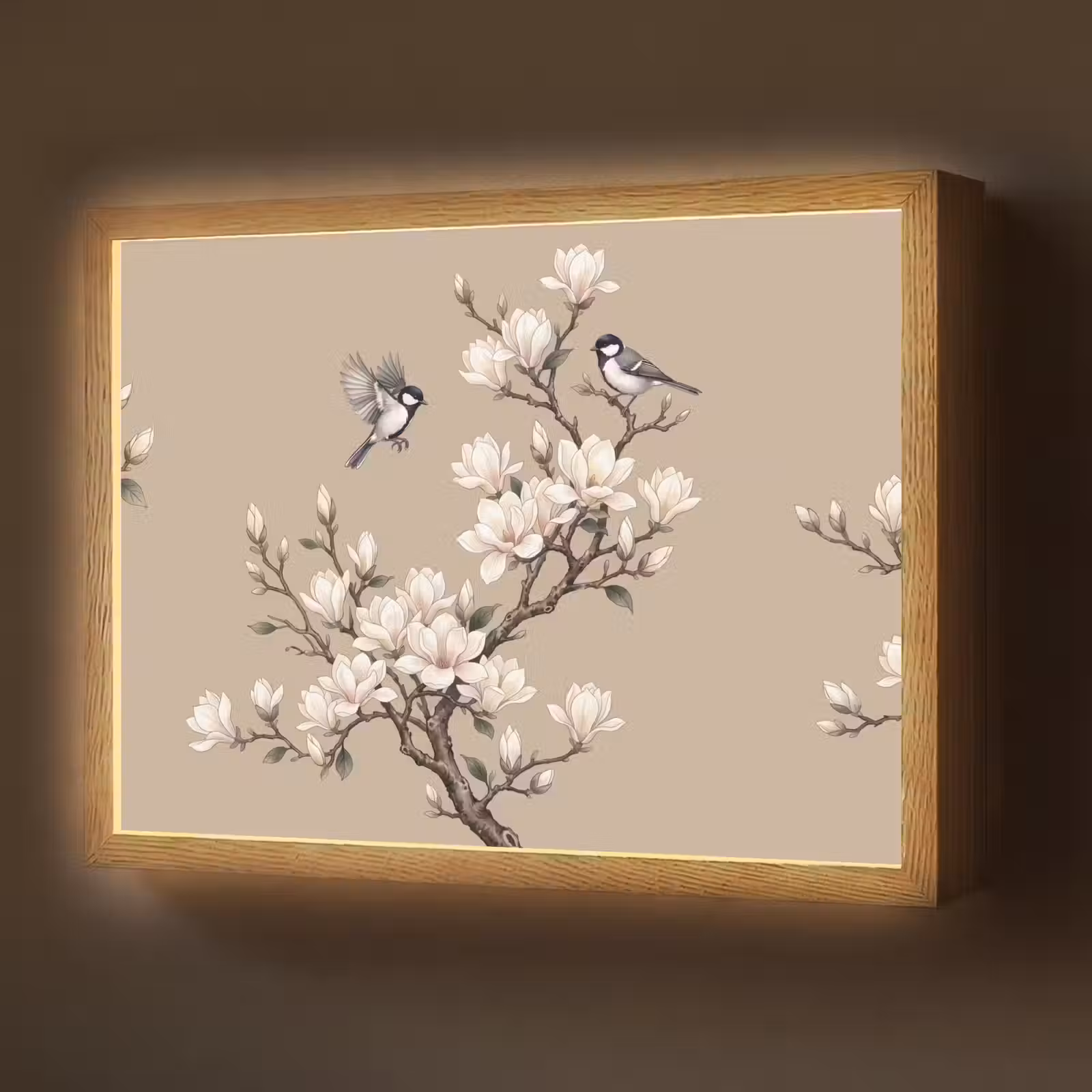 Lightbox - Wandlamp - Oosters - Vogels - Beige — 1