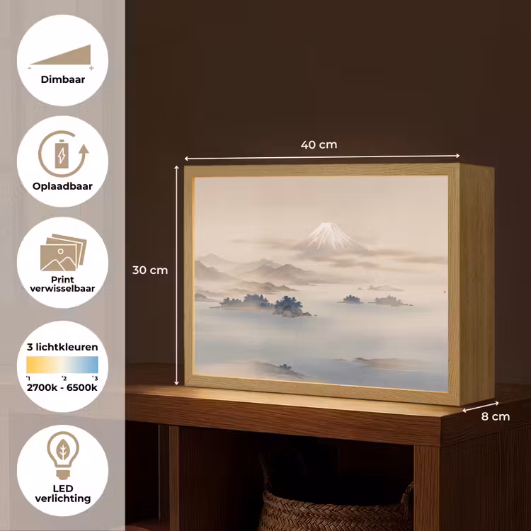 Lightbox - Wandlamp - Japans - Landschap - Beige — 10
