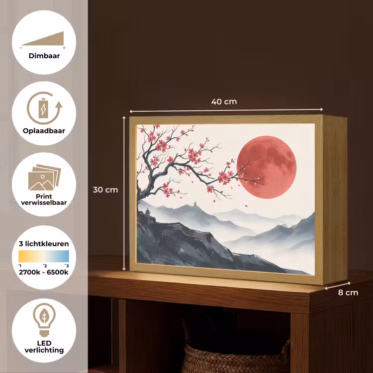 Lightbox - Wandlamp - Kersenbloesem - Oosters - Rood — 10