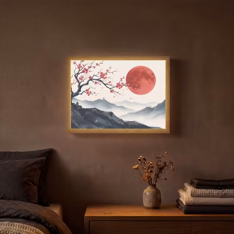 Lightbox - Wandlamp - Kersenbloesem - Oosters - Rood — 3
