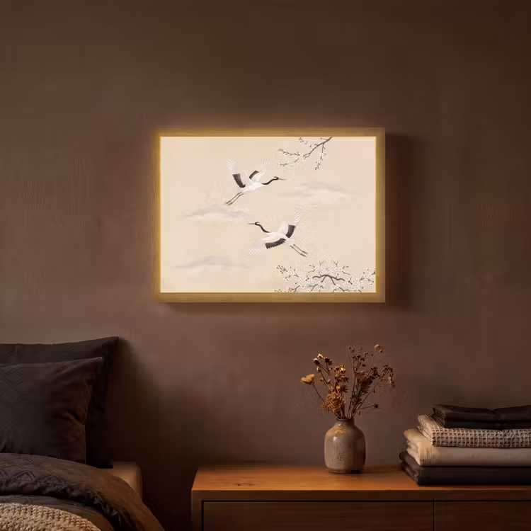 Lightbox - Wandlamp - Kraanvogels - Bloesem - Beige — 3