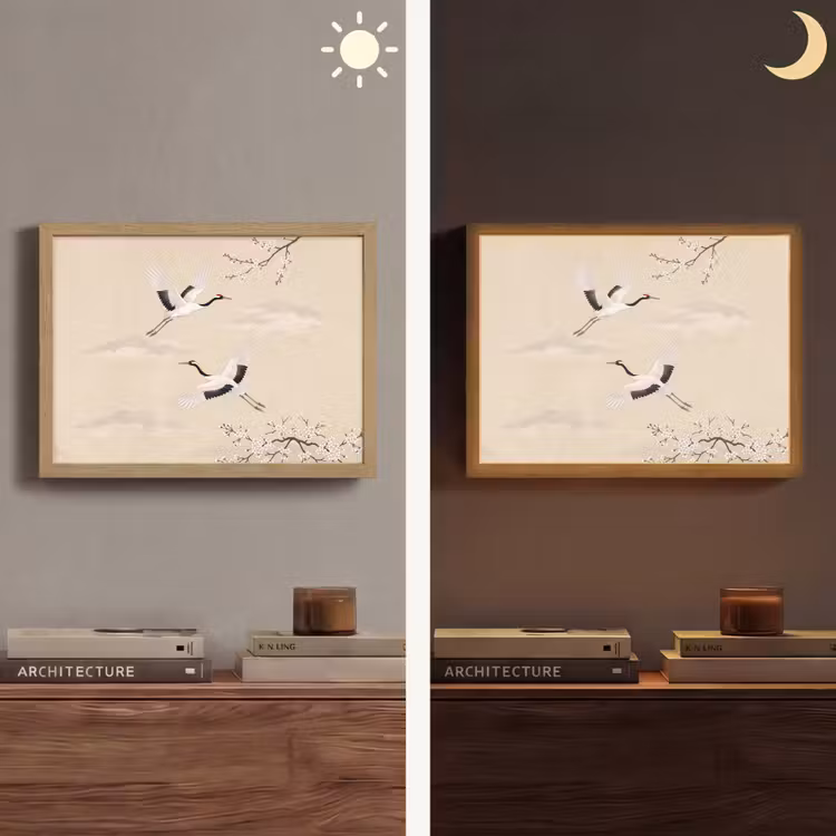 Lightbox - Wandlamp - Kraanvogels - Bloesem - Beige — 6