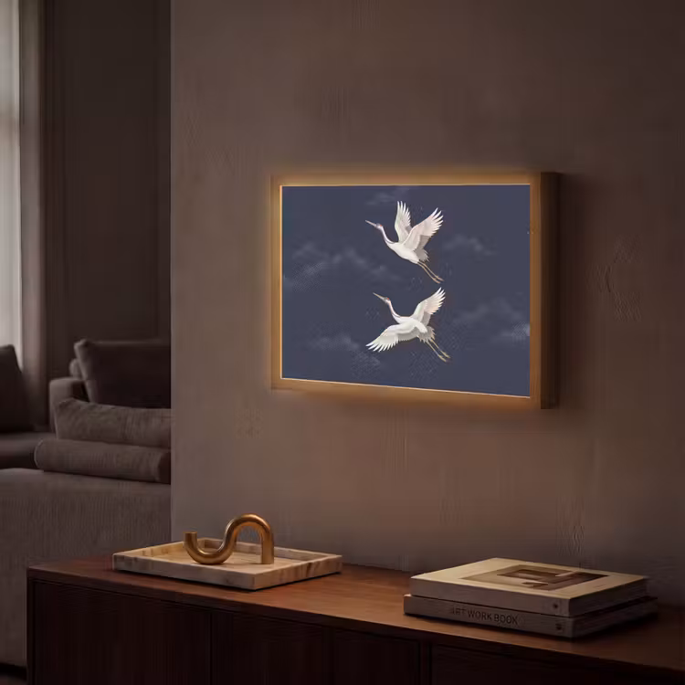 Lightbox - Wandlamp - Kraanvogels - Nachthemel - Blauw — 2