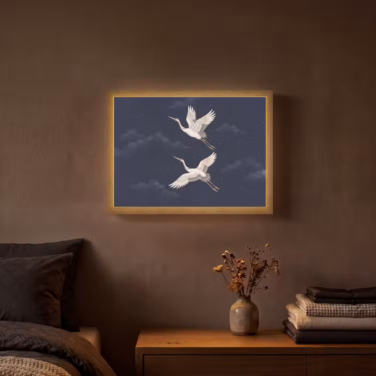 Lightbox - Wandlamp - Kraanvogels - Nachthemel - Blauw — 3