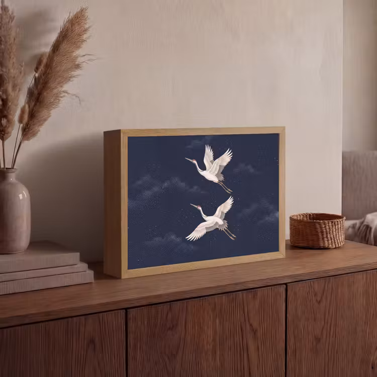 Lightbox - Wandlamp - Kraanvogels - Nachthemel - Blauw — 4