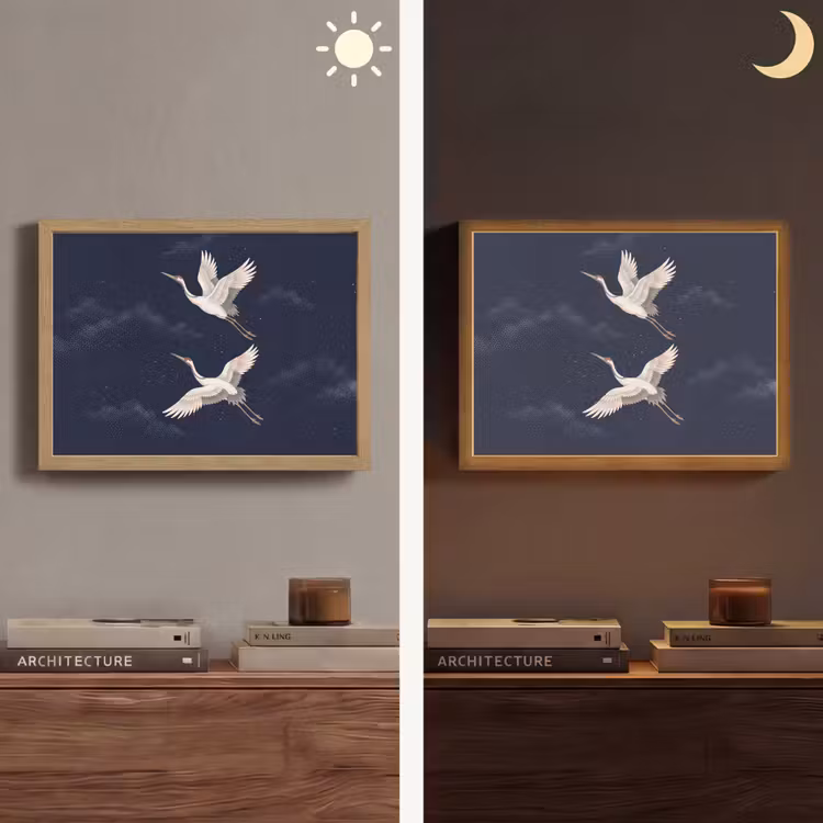 Lightbox - Wandlamp - Kraanvogels - Nachthemel - Blauw — 6