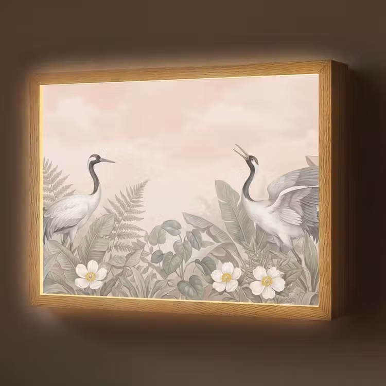 Lightbox - Wandlamp - Kraanvogels - Natuur - Roze — 1