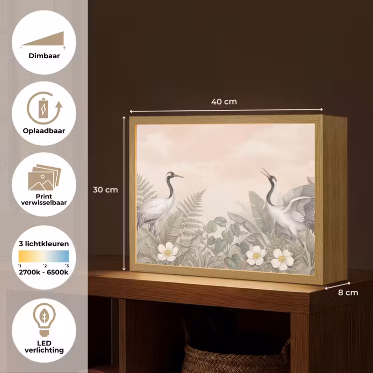 Lightbox - Wandlamp - Kraanvogels - Natuur - Roze — 10