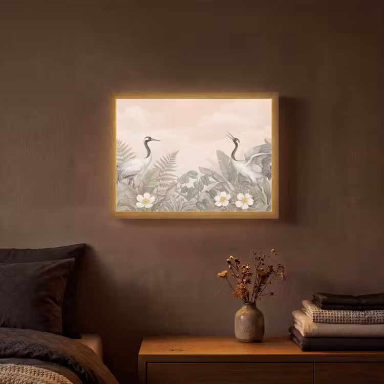 Lightbox - Wandlamp - Kraanvogels - Natuur - Roze — 3