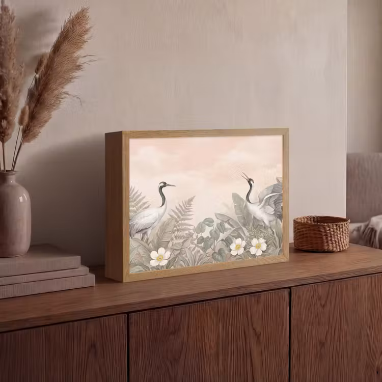 Lightbox - Wandlamp - Kraanvogels - Natuur - Roze — 4