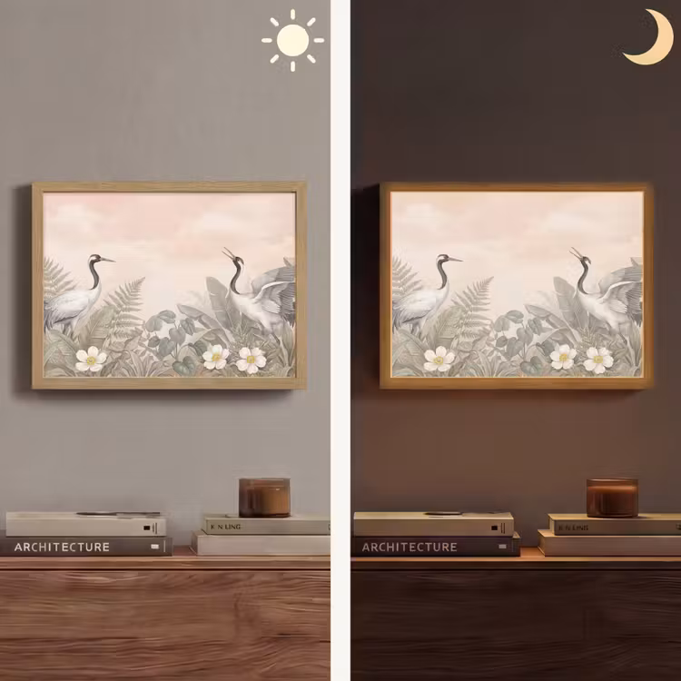 Lightbox - Wandlamp - Kraanvogels - Natuur - Roze — 6