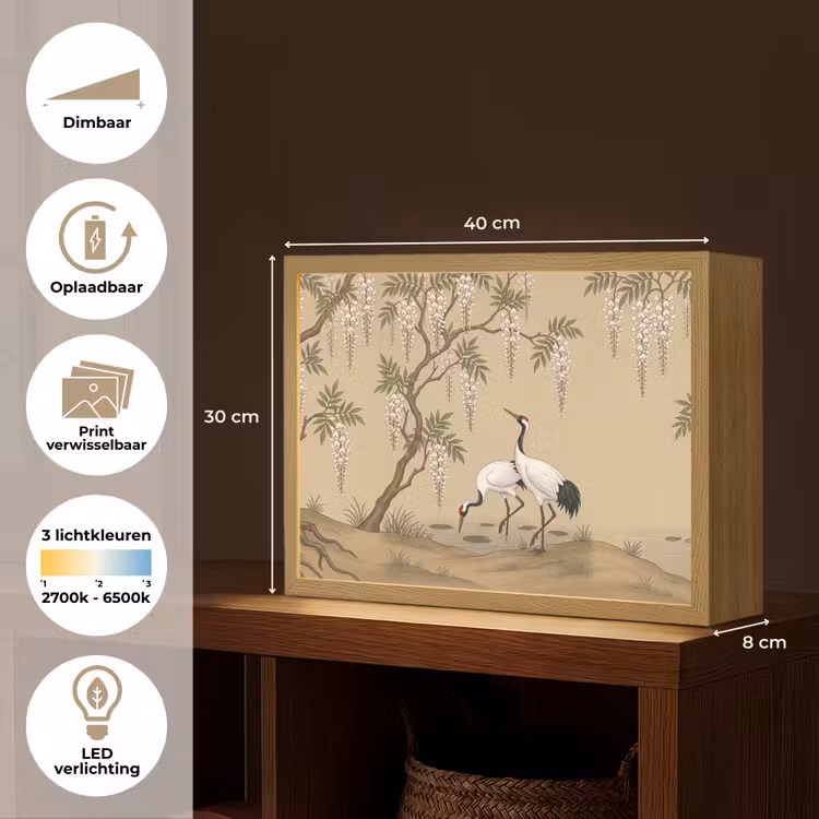 Lightbox - Wandlamp - Kraanvogels - Water - Beige — 10