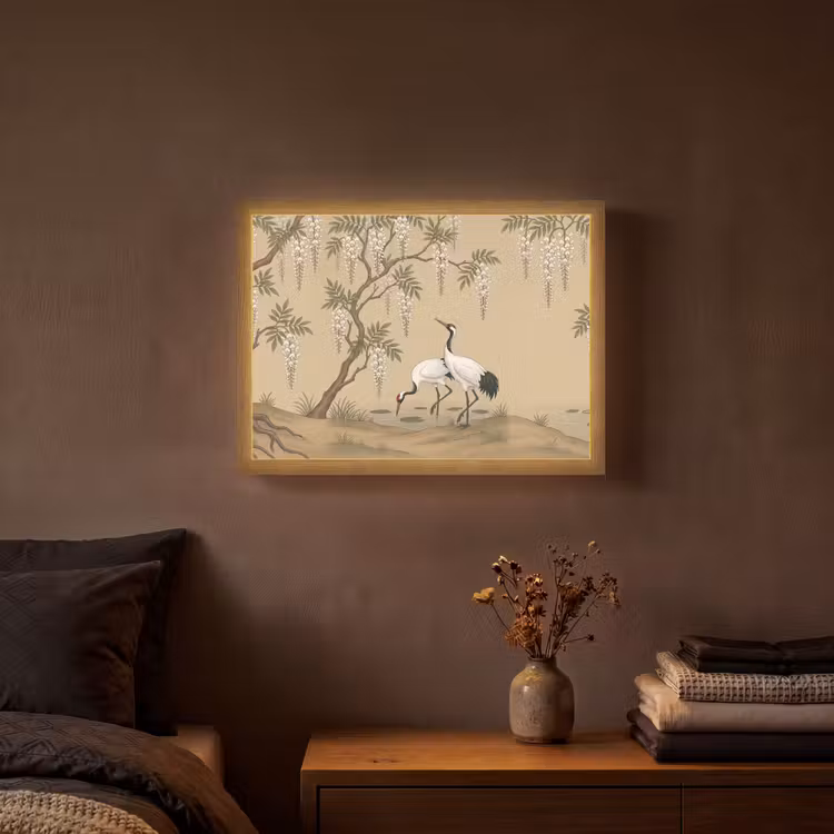 Lightbox - Wandlamp - Kraanvogels - Water - Beige — 3