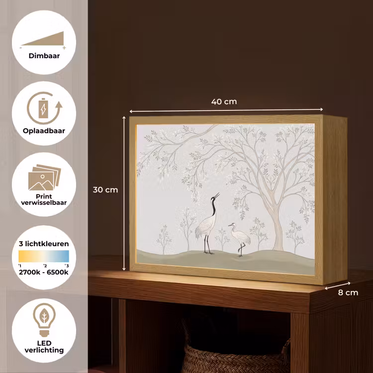 Lightbox - Wandlamp - Minimalistisch - Kraanvogels - Blauw — 10