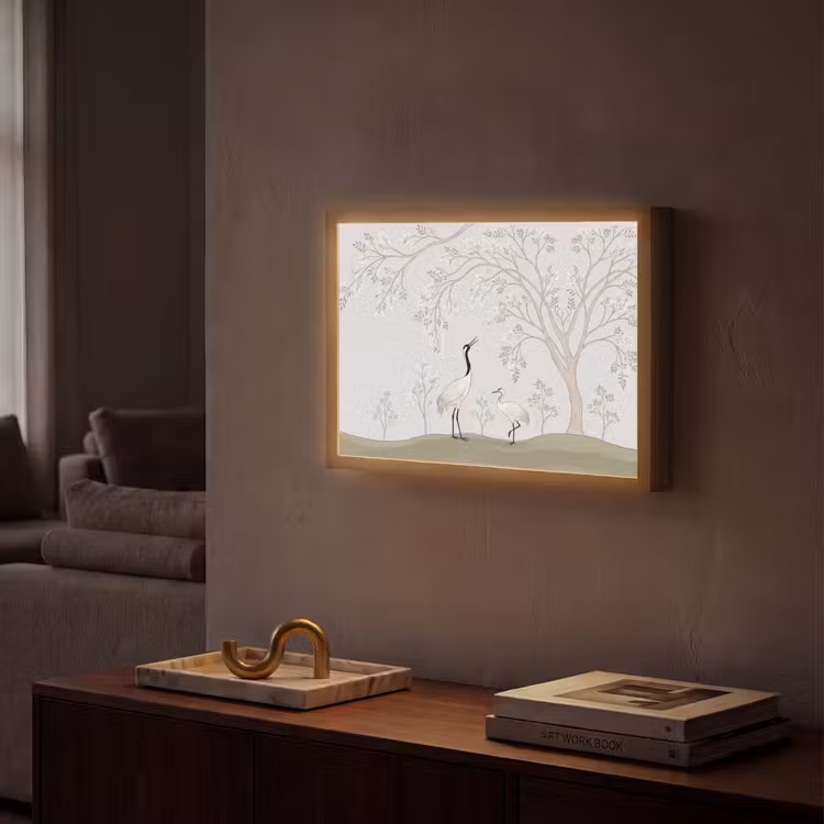 Lightbox - Wandlamp - Minimalistisch - Kraanvogels - Blauw — 2