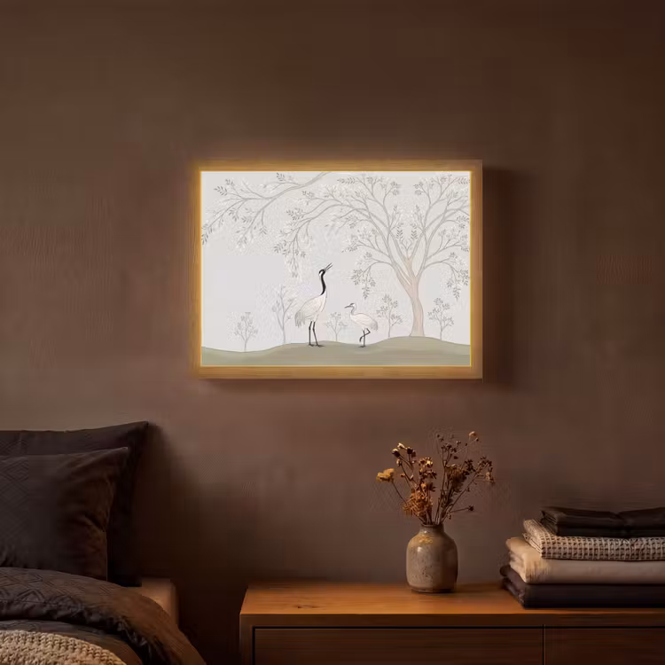 Lightbox - Wandlamp - Minimalistisch - Kraanvogels - Blauw — 3