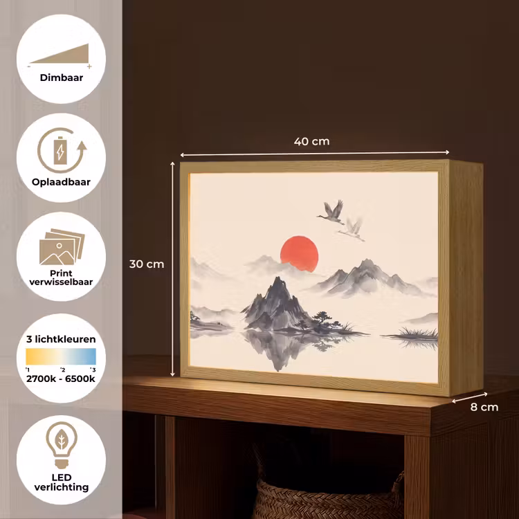 Lightbox - Wandlamp - Oosters - Kraanvogels - Landschap — 10