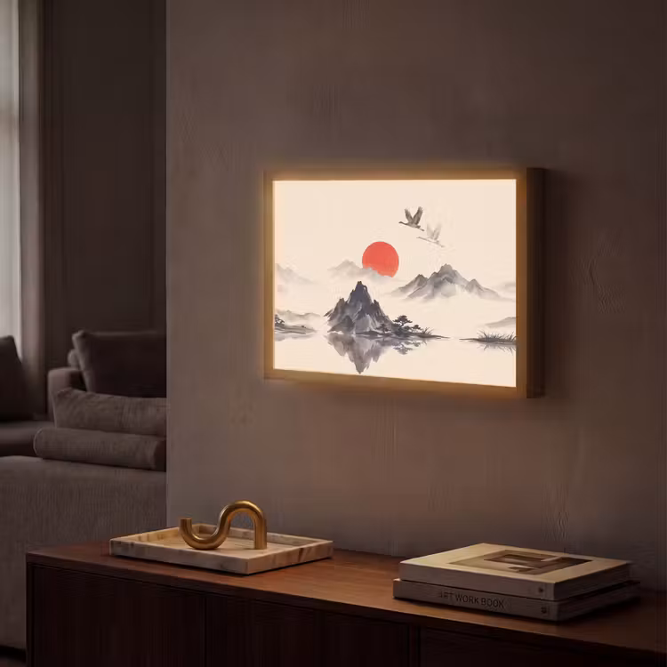 Lightbox - Wandlamp - Oosters - Kraanvogels - Landschap — 2