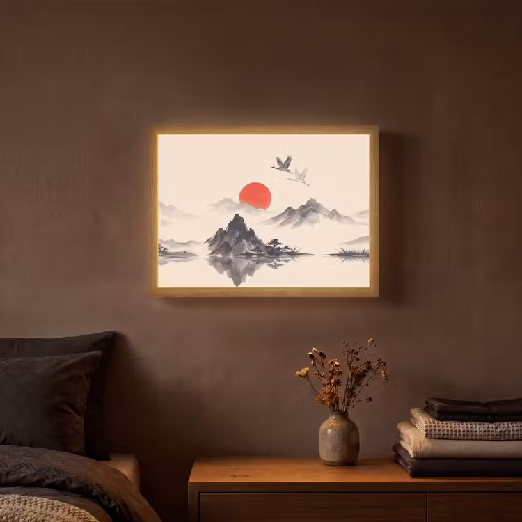 Lightbox - Wandlamp - Oosters - Kraanvogels - Landschap — 3