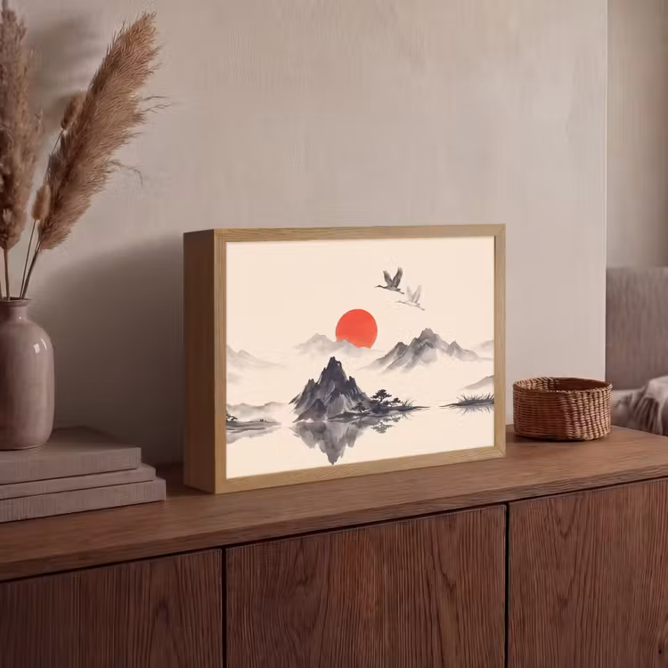 Lightbox - Wandlamp - Oosters - Kraanvogels - Landschap — 4