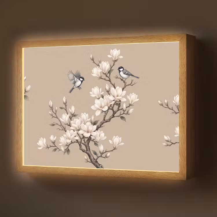 Lightbox - Wandlamp - Oosters - Vogels - Beige — 1