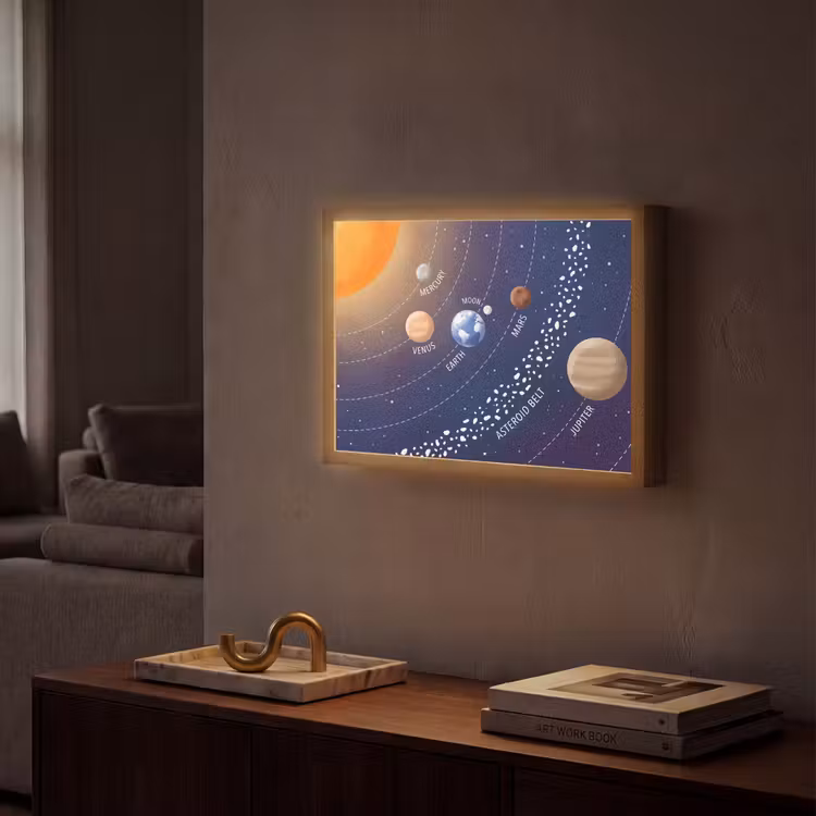 Lightbox - Wandlamp - Planetenstelsel - Ruimte - Illustratie — 2