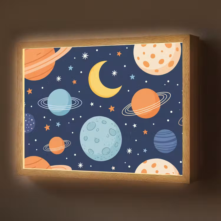 Lightbox - Wandlamp - Ruimte - Planeten - Kleurrijk — 1