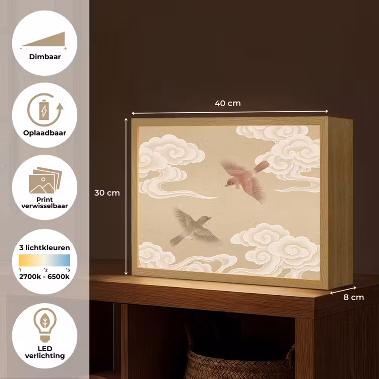 Lightbox - Wandlamp - Vogels - Vliegen - Beige — 10