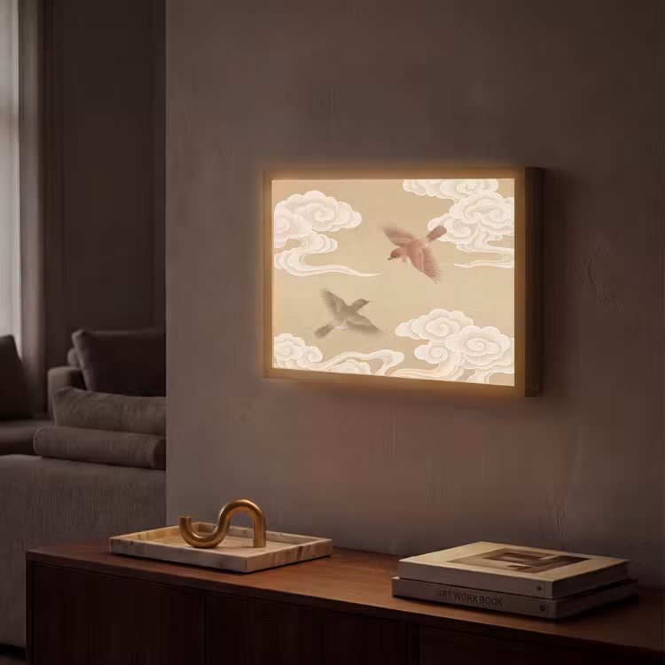 Lightbox - Wandlamp - Vogels - Vliegen - Beige — 2