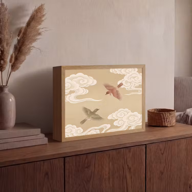 Lightbox - Wandlamp - Vogels - Vliegen - Beige — 4