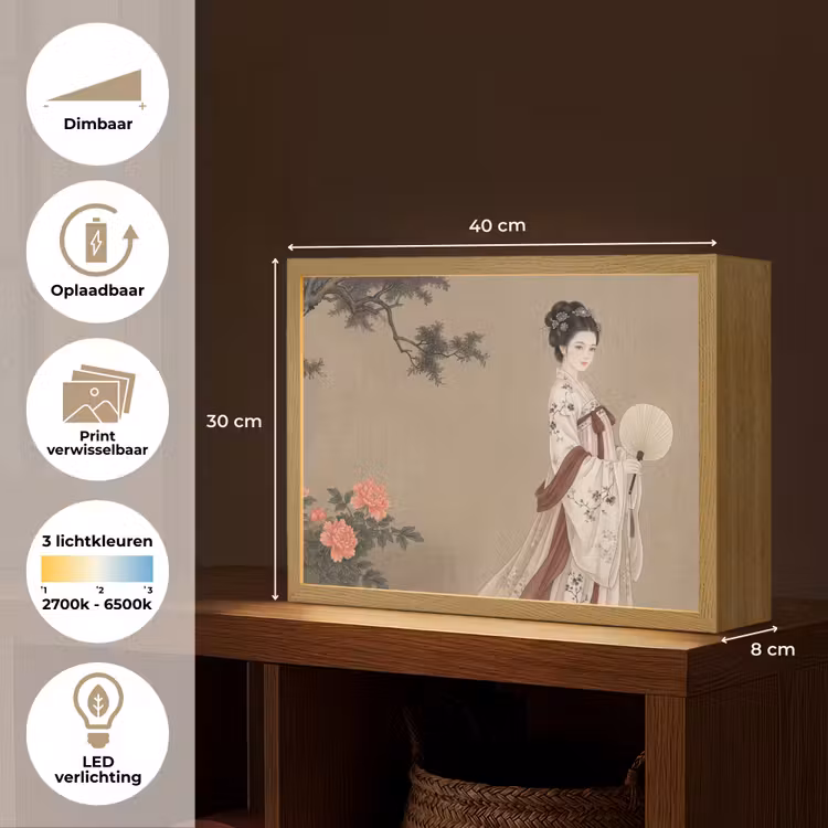 Lightbox - Wandlamp - Vrouw - Azië - Kunst - Beige — 10