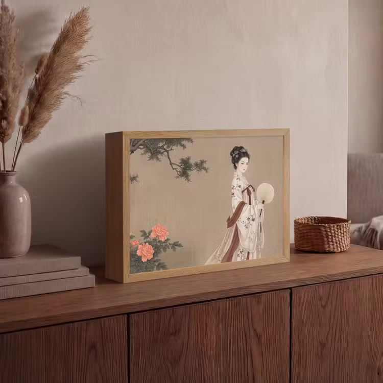 Lightbox - Wandlamp - Vrouw - Azië - Kunst - Beige — 4
