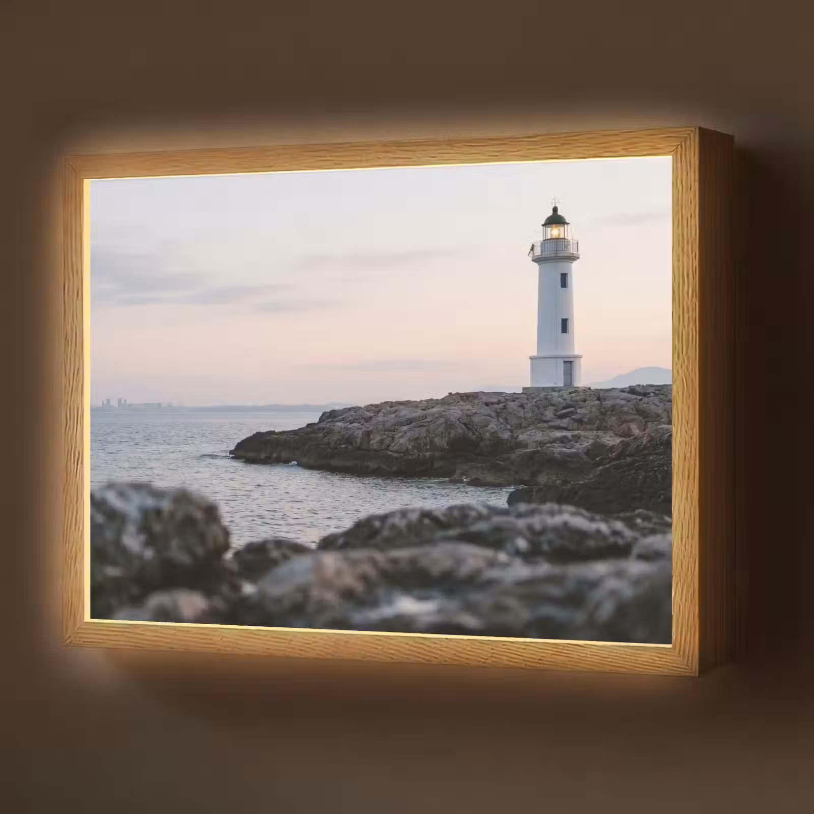 Lightbox - Wandlamp - Rotsen - Vuurtoren - Wit — 1