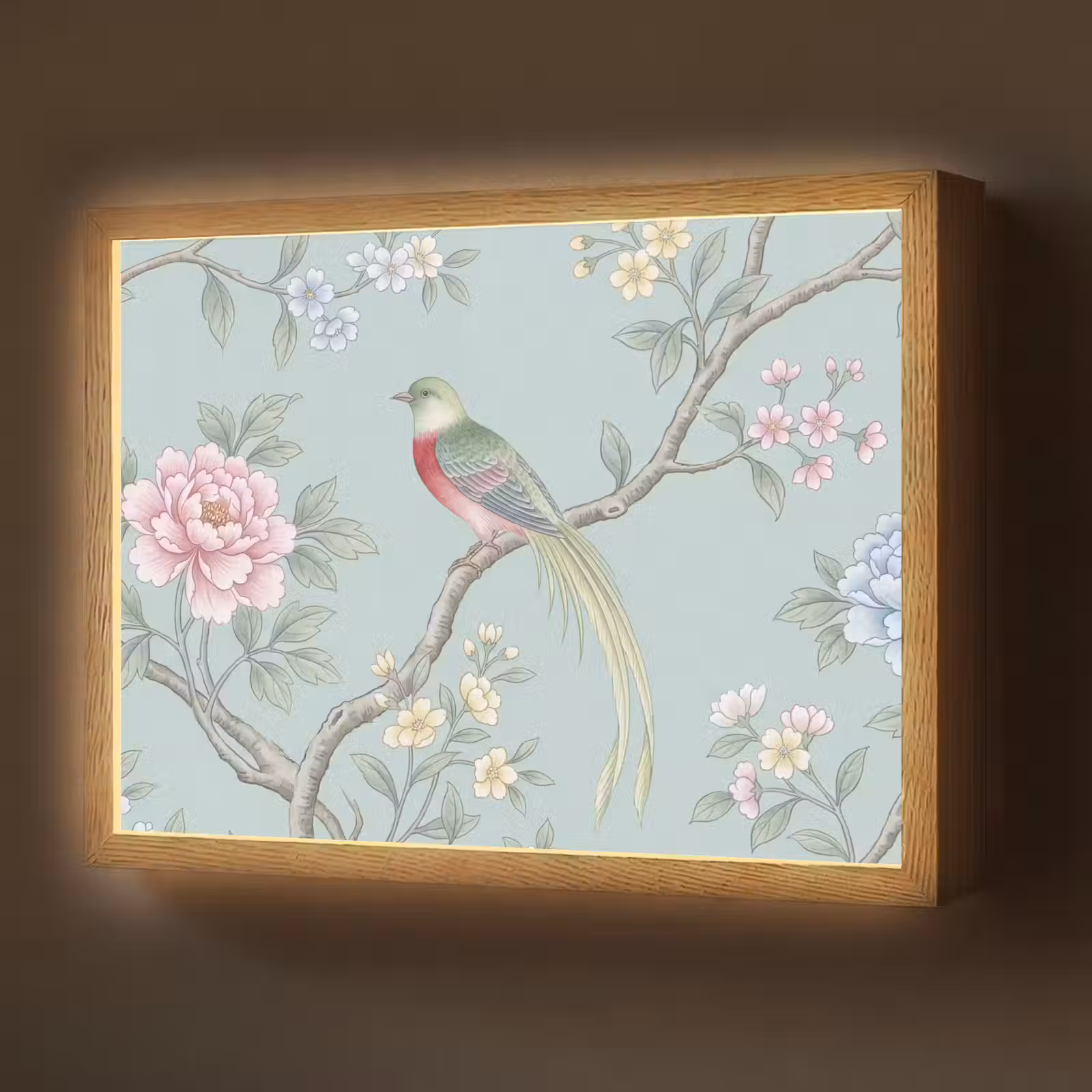 Lightbox - Wandlamp - Vogel - Bloemen - Kleurrijk — 1